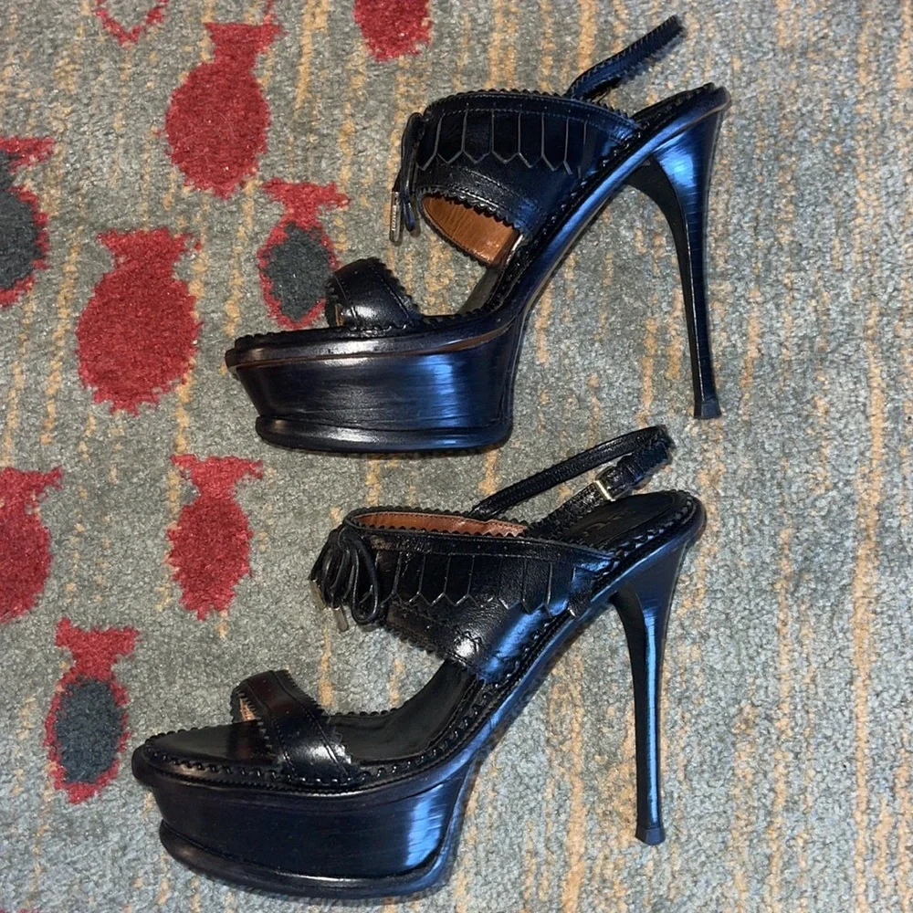 Burberry Prorsum Women Runway Stiletto Brown Leather Platform Heel/Size 35.5 - Picture 3 of 8